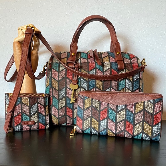 Fossil Handbags - Fossil Rachel Satchel and 2 Matching Wallets